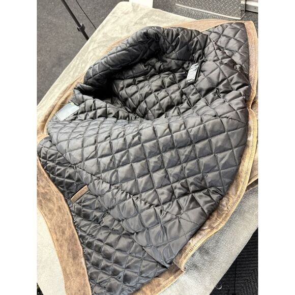 R13 Exaggerated Shoulder Brown Leather Moto Jacket Belted Distressed M - Picture 11 of 16